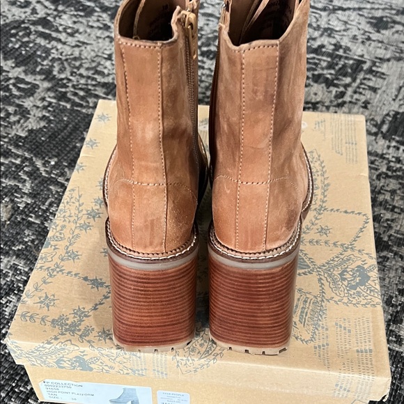 Free People Tan Leather platform Lace-Up Boots - Picture 2 of 4
